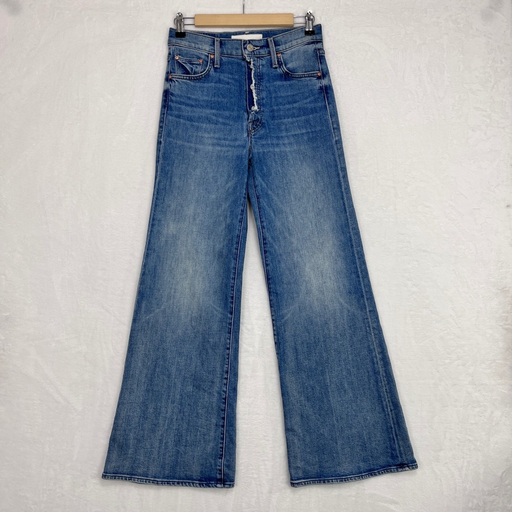 MOTHER The Fly Cut Tomcat Roller Women 26 Blue High Rise Wide Leg Jeans